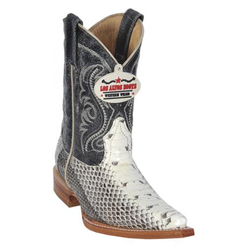 Los Altos Kid's Natural Genuine Water Snake Skin 3X Toe Cowboy Boots 456749
